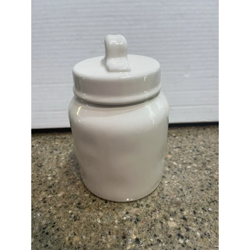 Rae Dunn Artisan Collection by Magenta White Ceramic Tea Canister With Lid